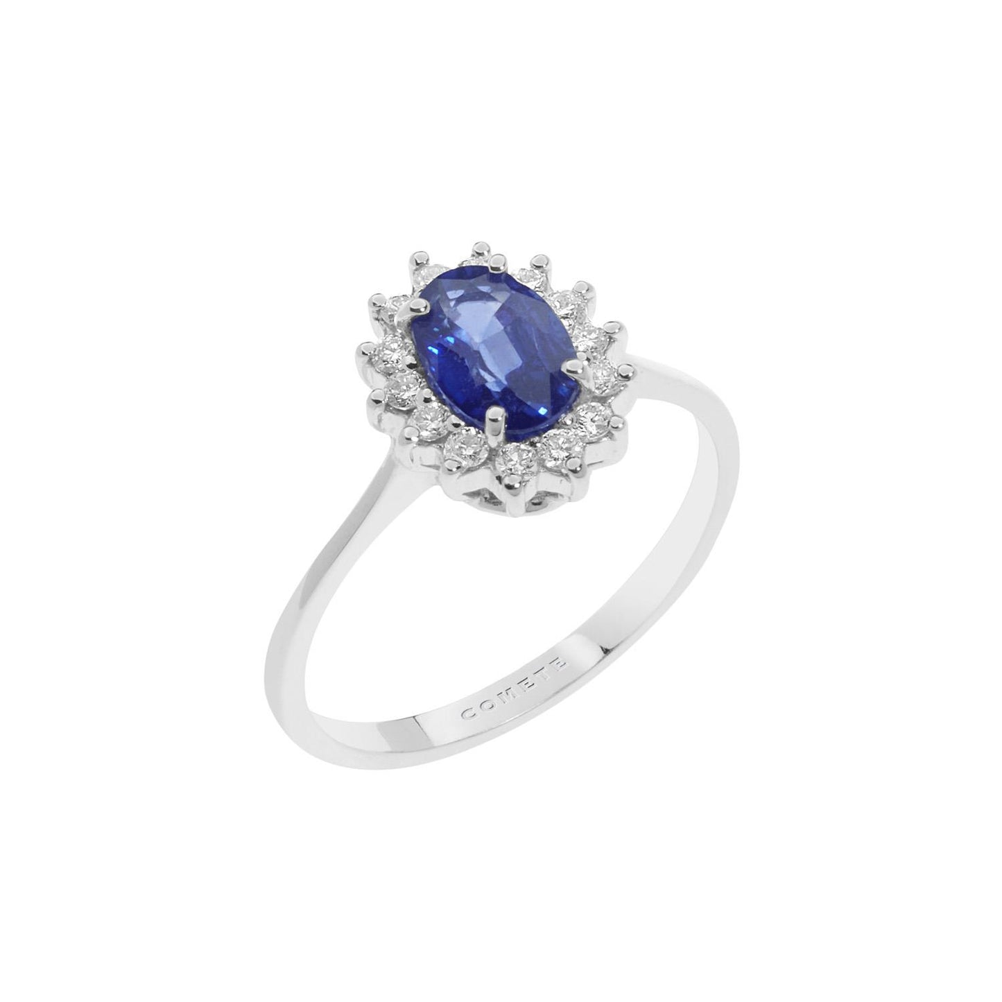 Anello zaffiro ovale con contorno