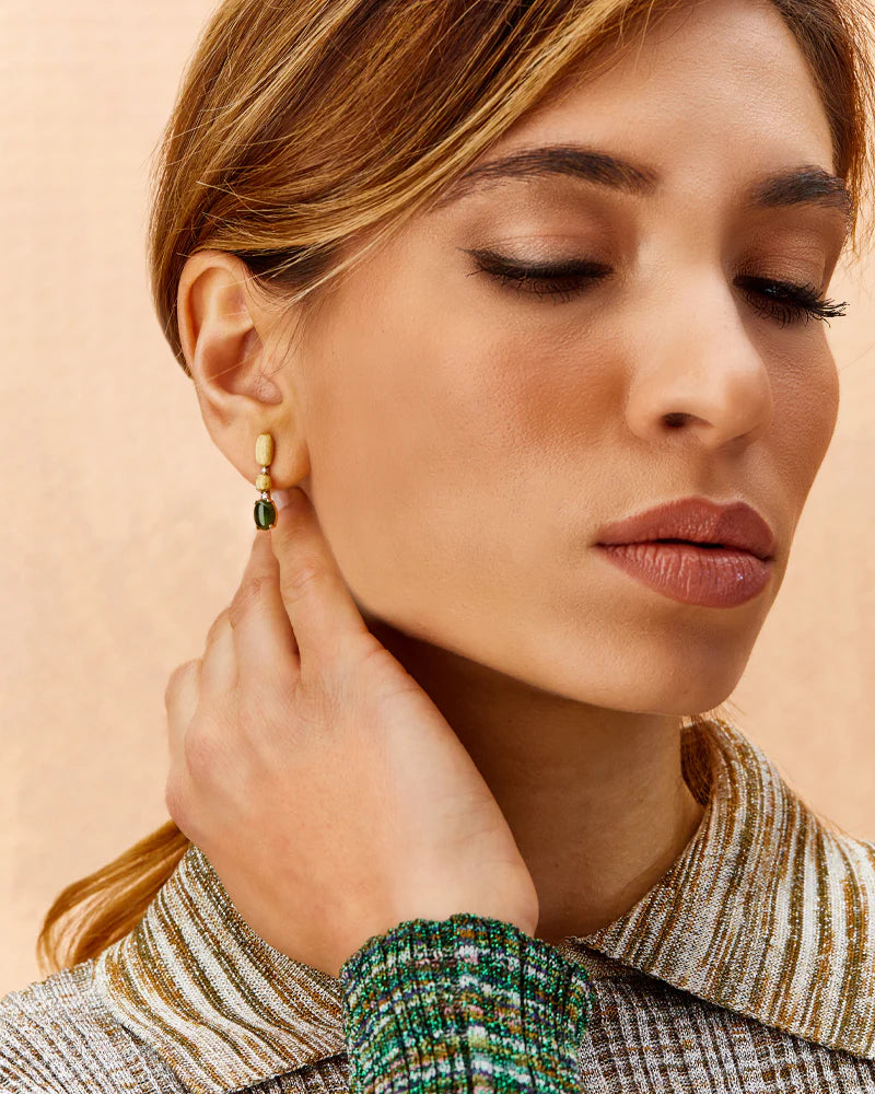 Orecchini pendenti Dancing Tourmalines verdi corti