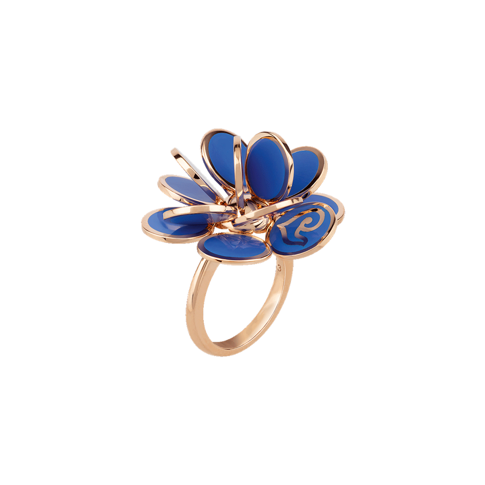 Anello fiore Paillettes blu