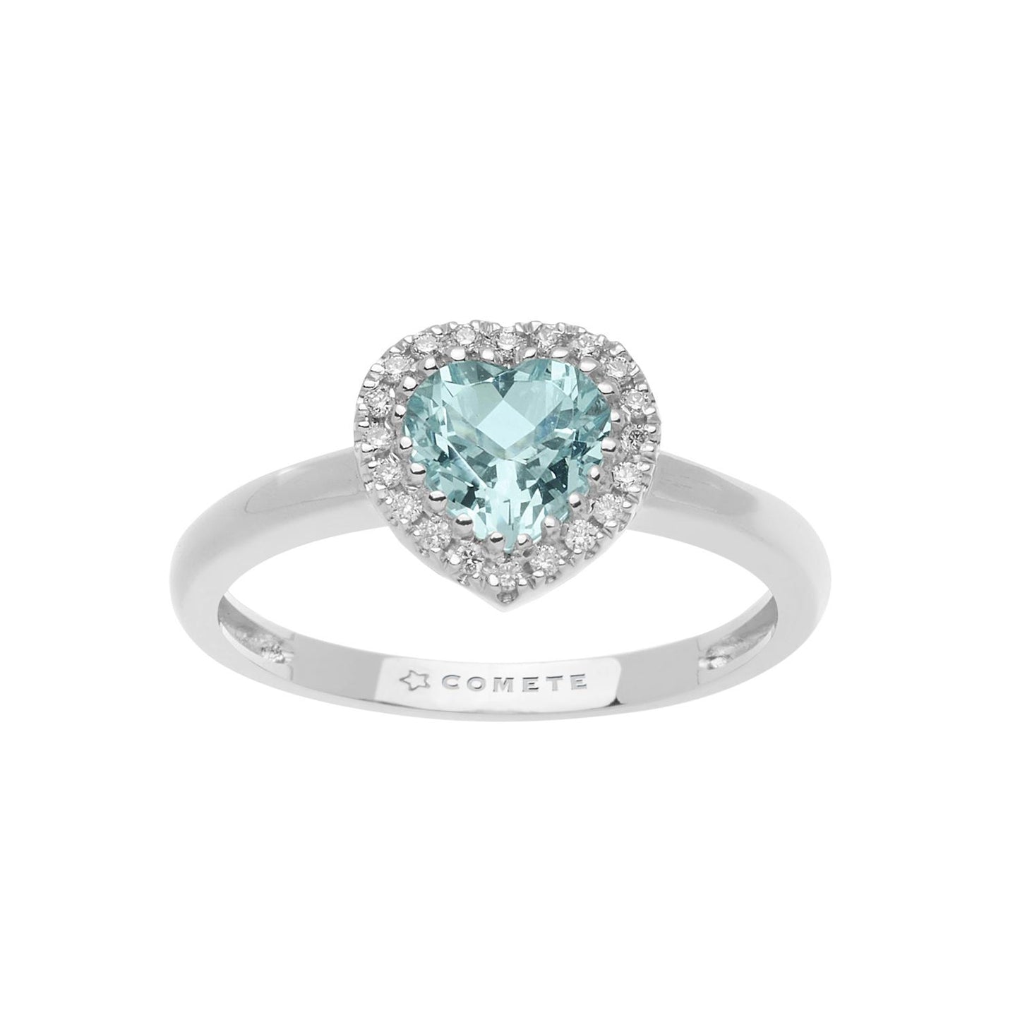Anello acquamarina cuore con contorno