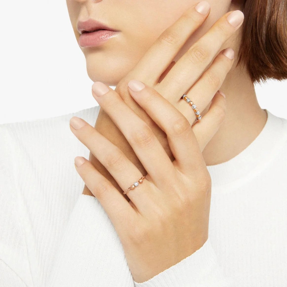 anello mini granelli in oro rosa & argento