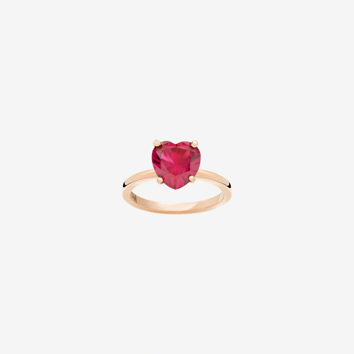 anello DoDo cuore oro rosa & rubino sintetico