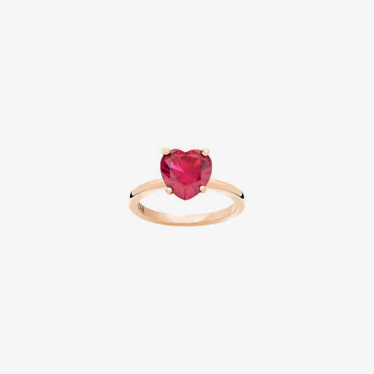 anello DoDo cuore oro rosa & rubino sintetico