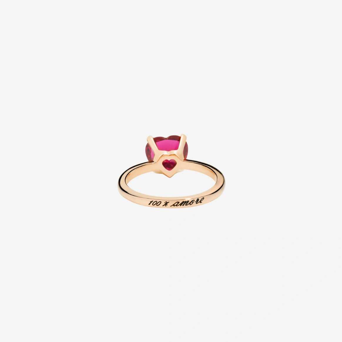 anello DoDo cuore oro rosa & rubino sintetico