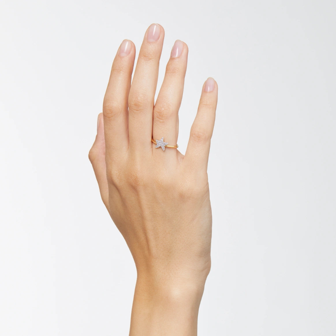 anello stellina oro giallo & diamanti bianchi