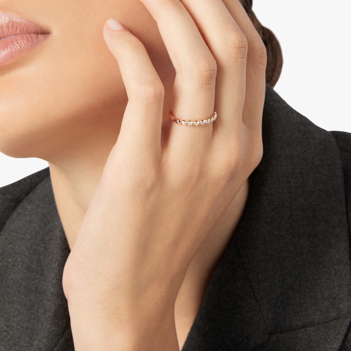 anello bollicine oro rosa & diamanti bianchi