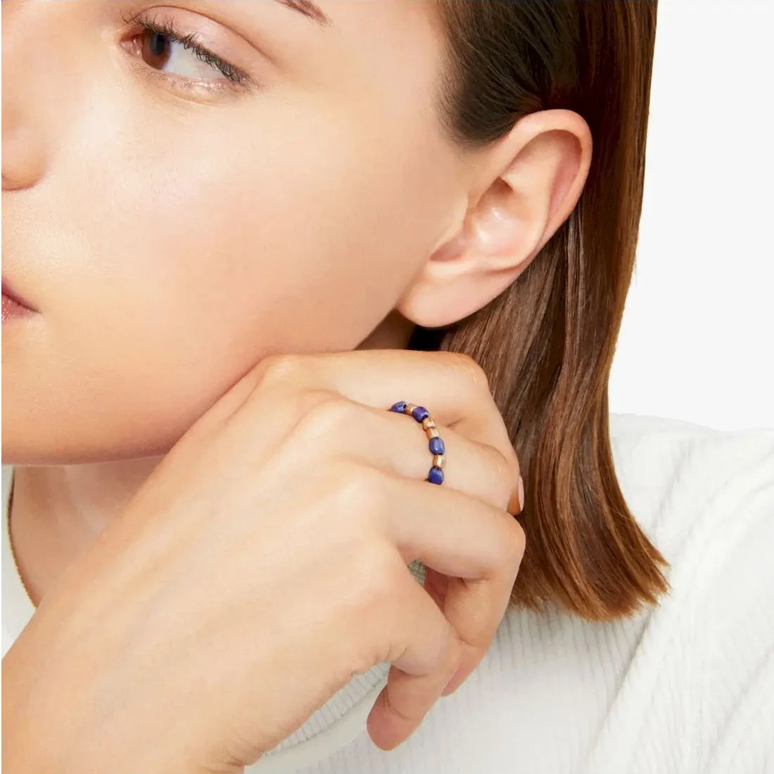 anello mini granelli oro rosa & ceramica
