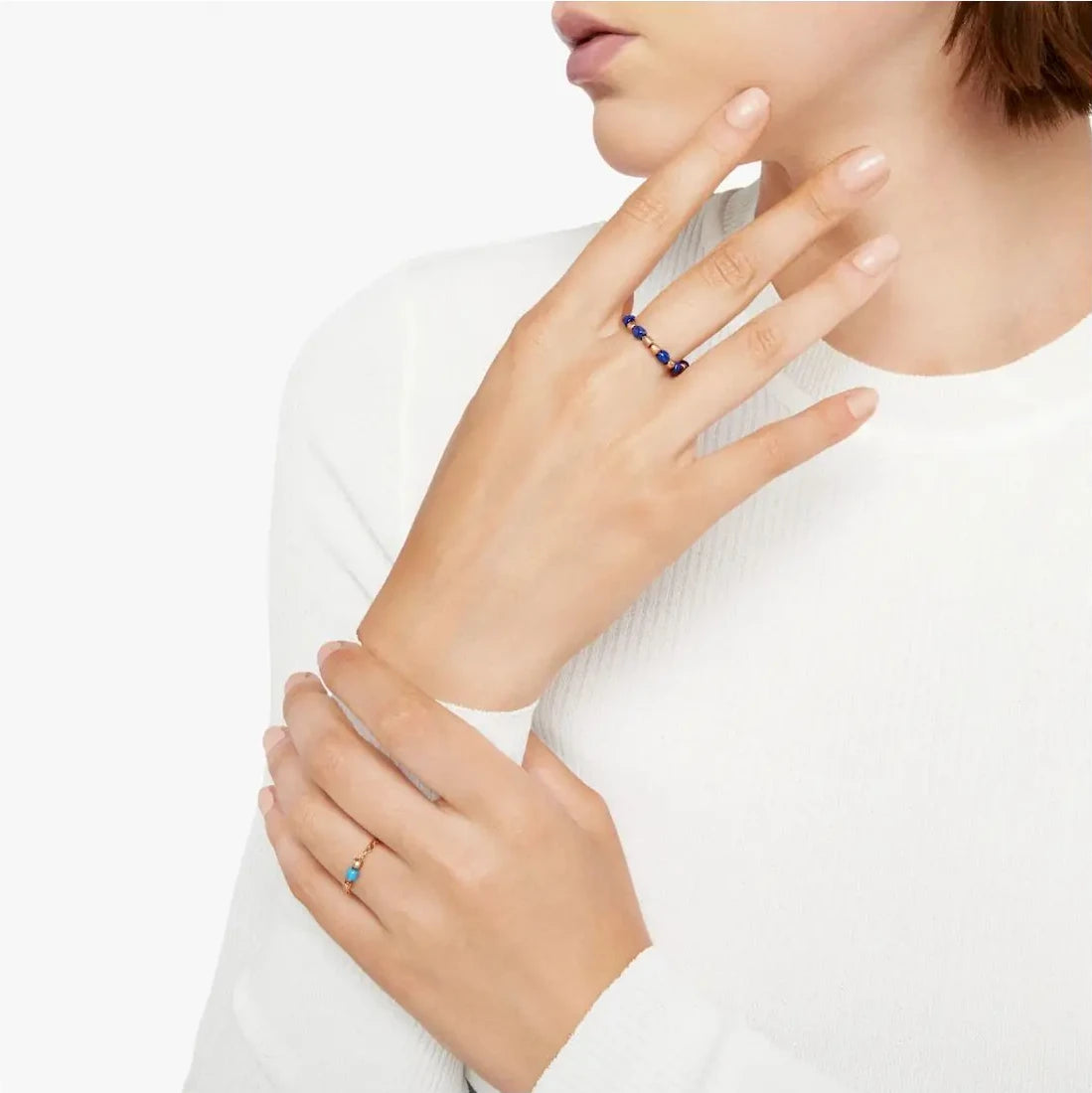 anello mini granelli oro rosa & ceramica