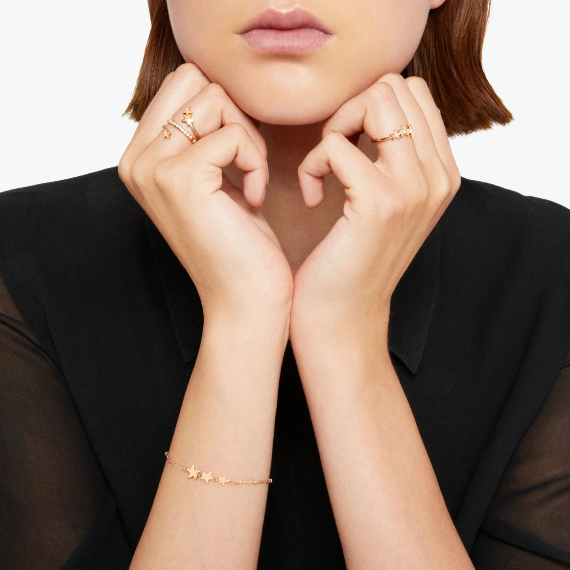 anello spirale stellina oro rosa & diamanti