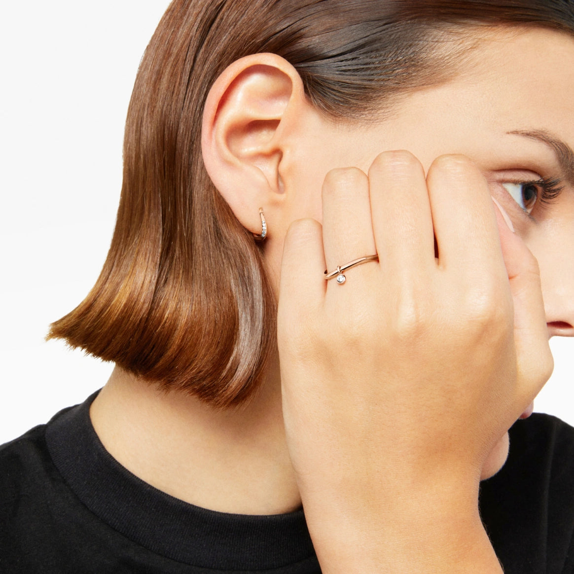 anello essentials oro rosa & diamante bianco