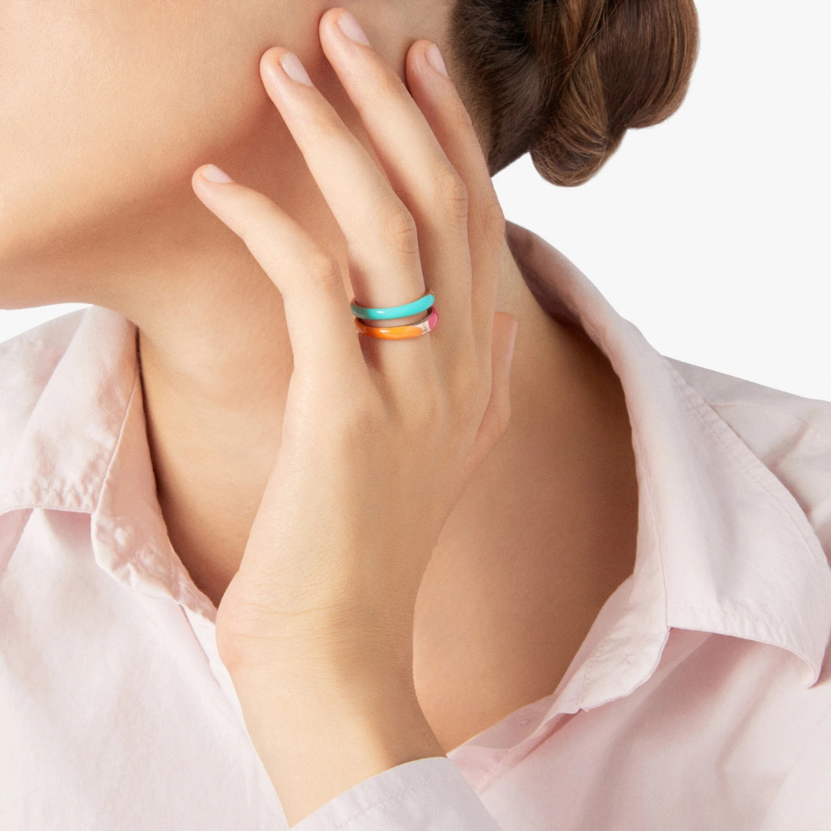 anello rondelle argento dorato & smalto bicolore