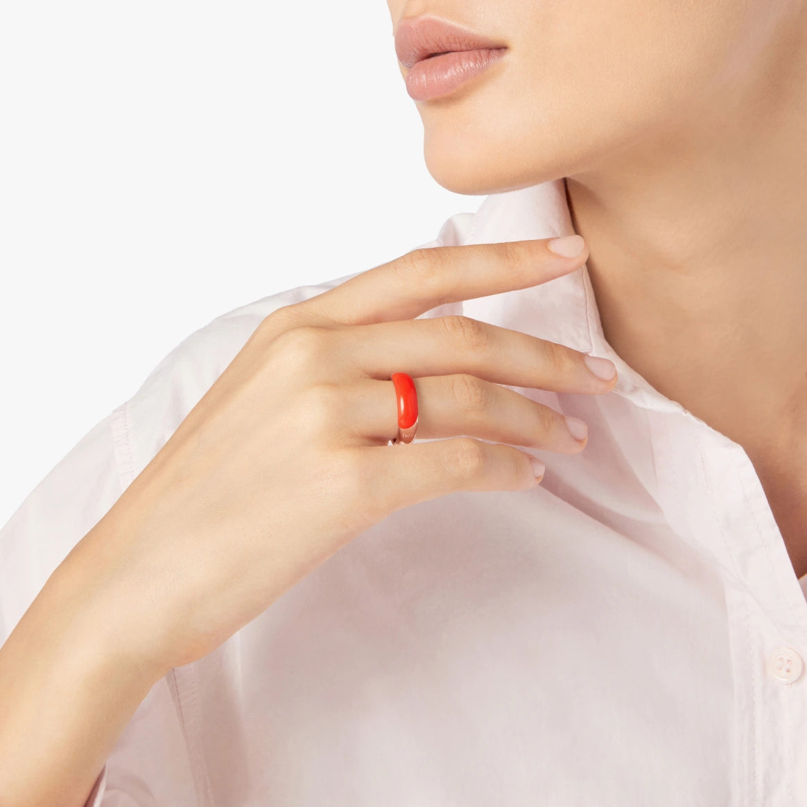 anello rondelle argento dorato & smalto rosso