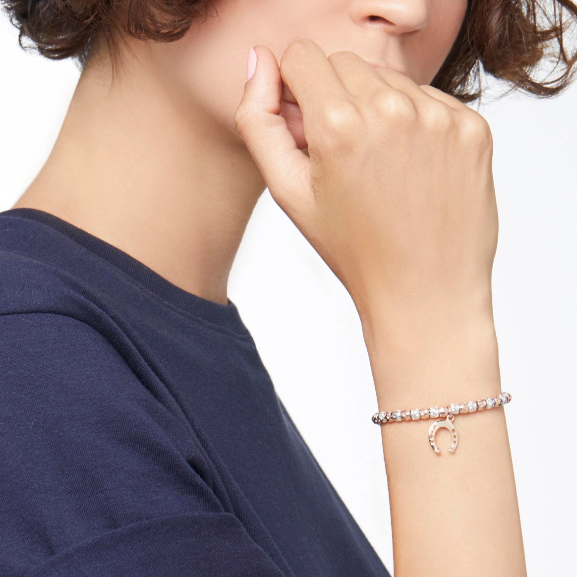 bracciale granelli argento & oro rosa