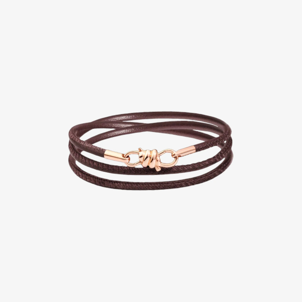 bracciale nodo in oro rosa e nappa in pelle