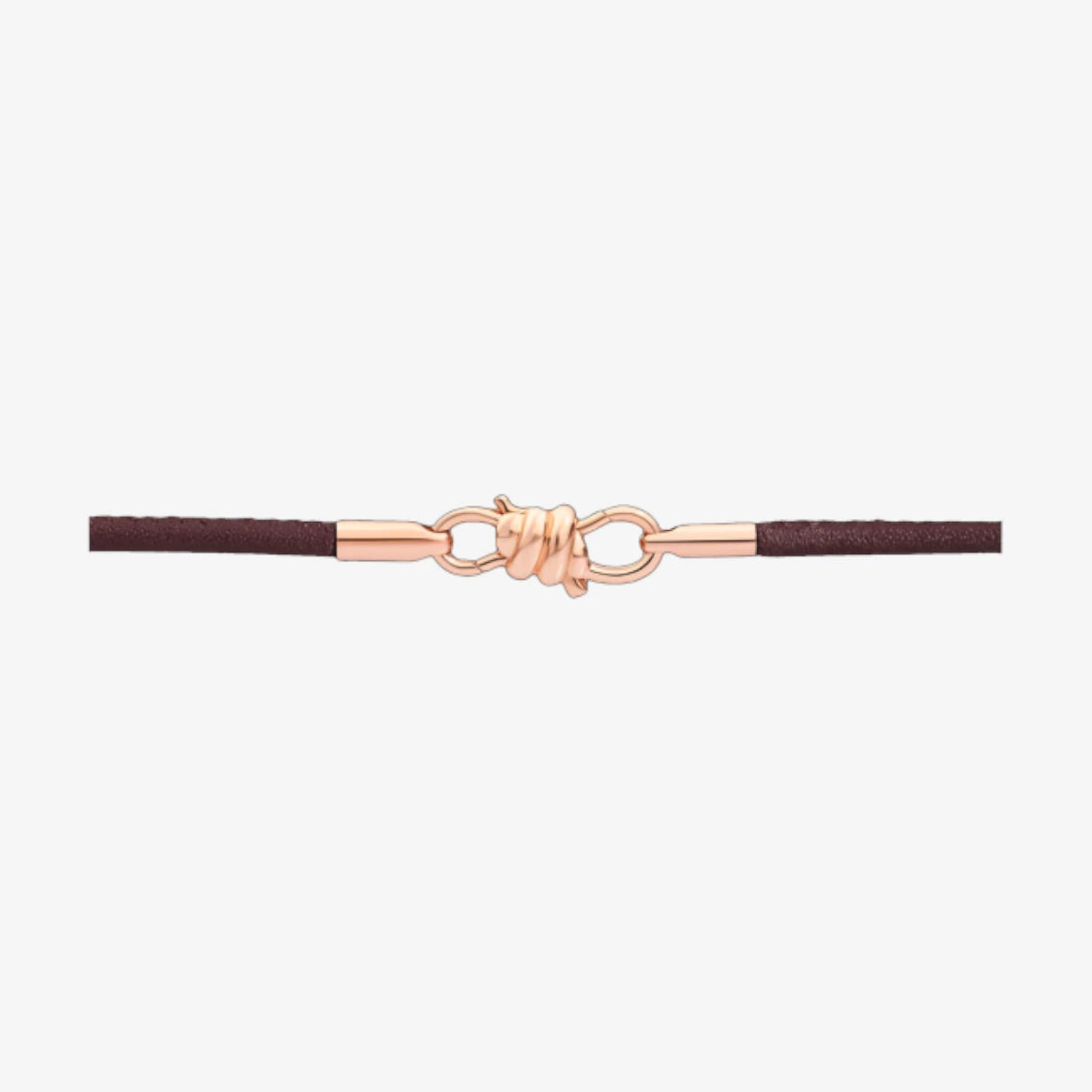 bracciale nodo in oro rosa e nappa in pelle