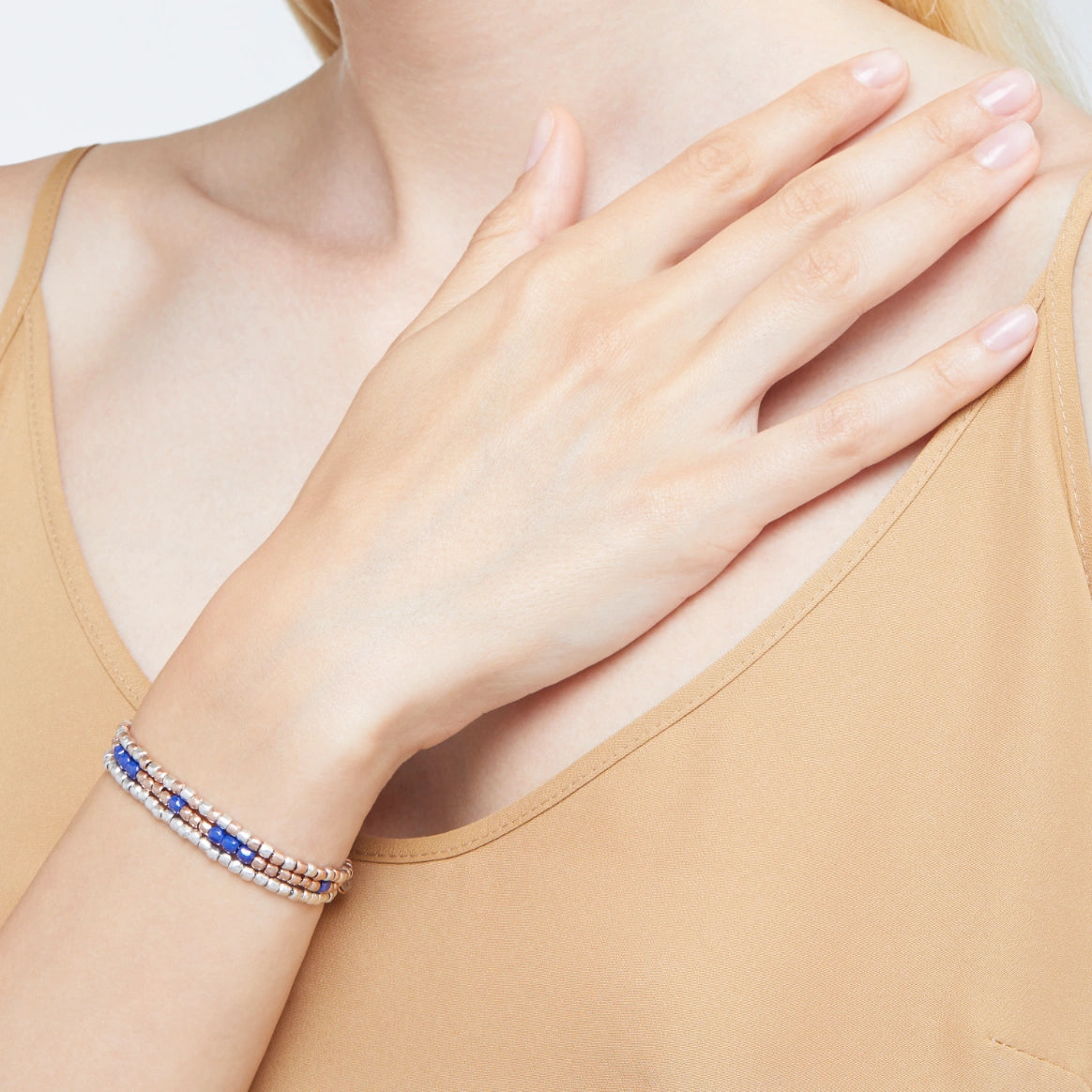 bracciale mini granelli oro rosa & ceramica
