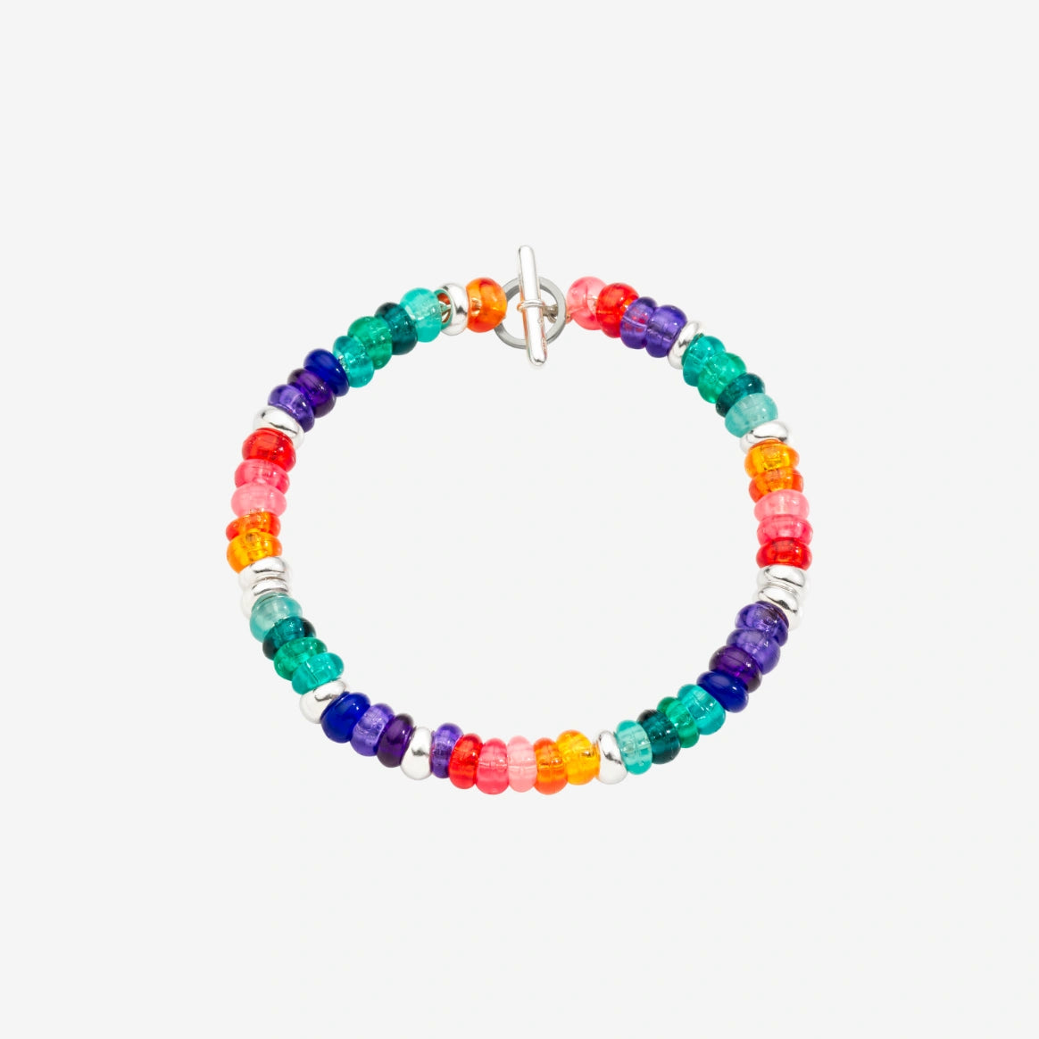 bracciale rondelle argento & pet multicolor