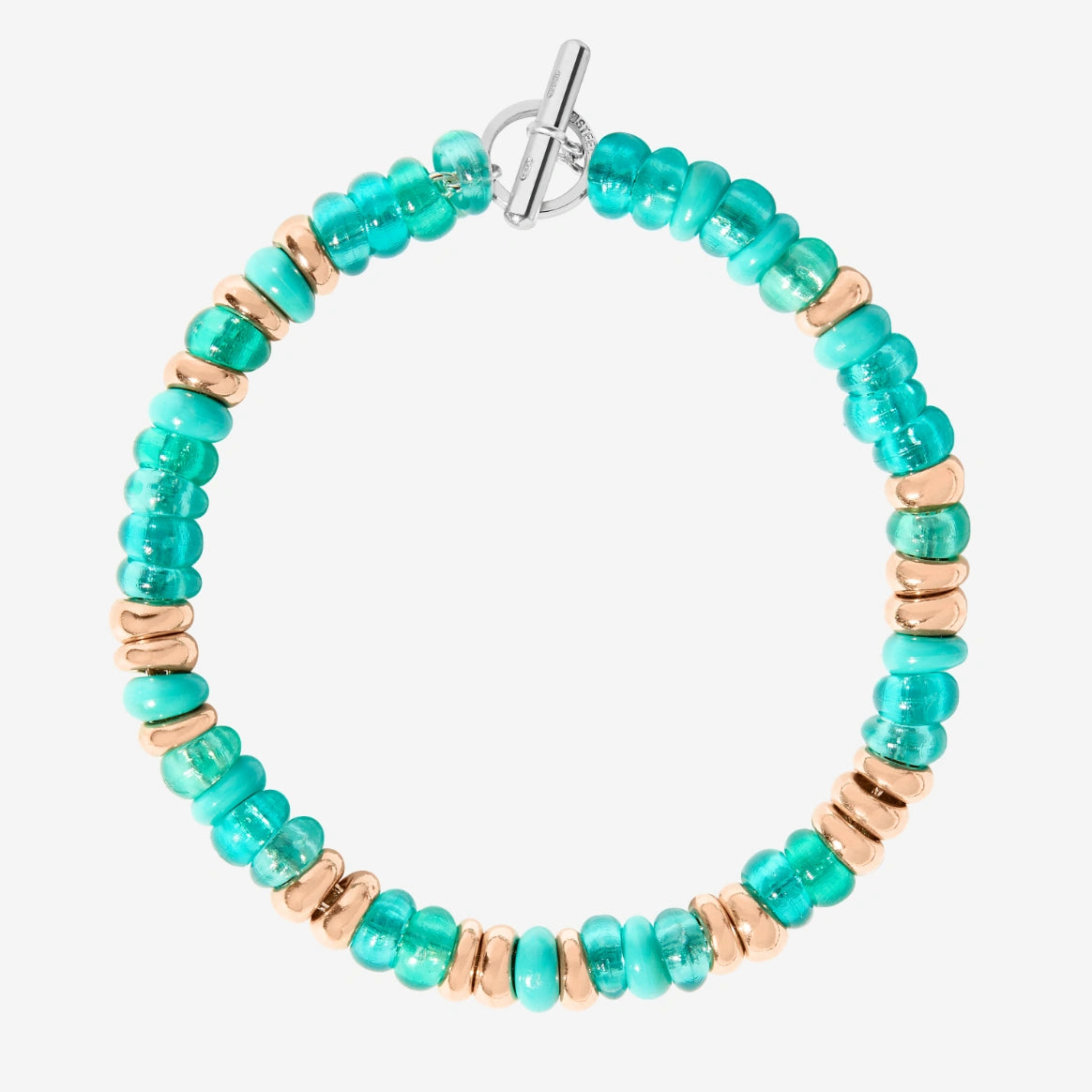 bracciale rondelle argento dorato & pet verde