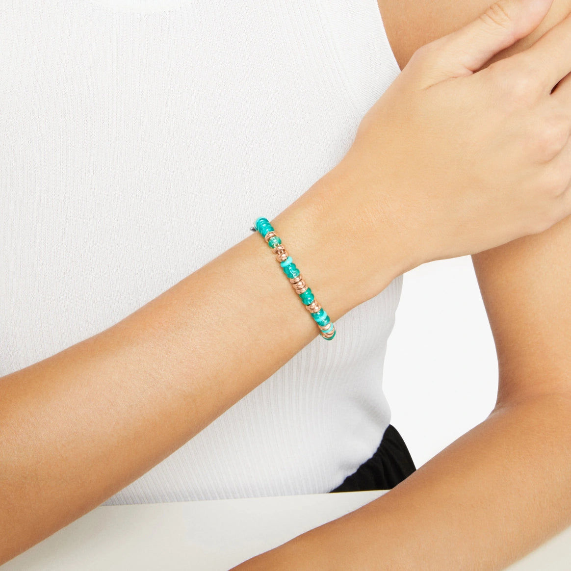 bracciale rondelle argento dorato & pet verde