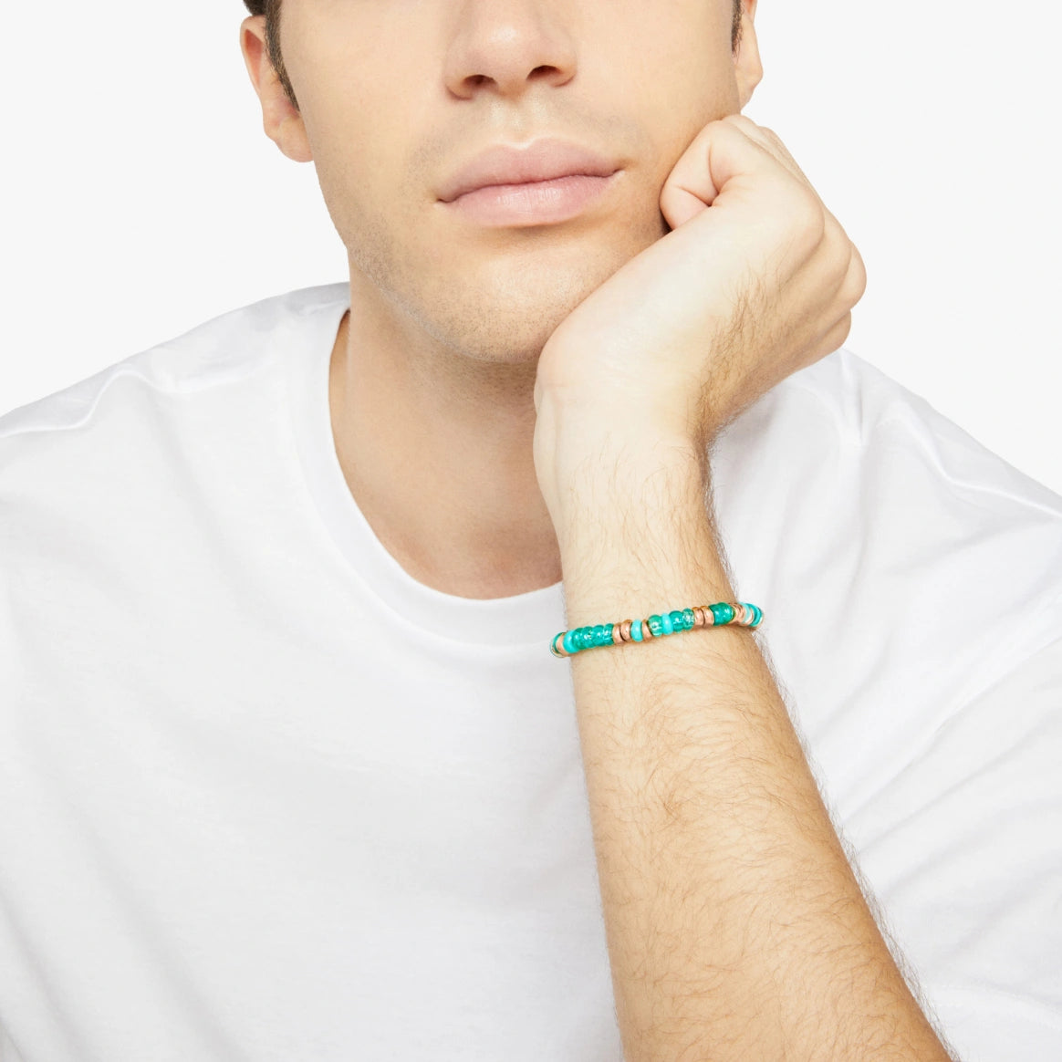 bracciale rondelle argento dorato & pet verde