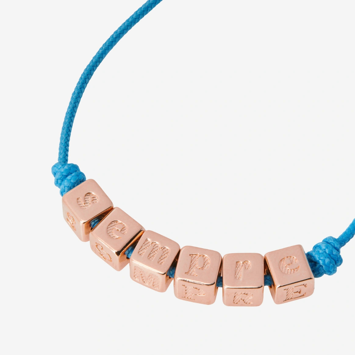 bracciale cordino & cubetti argento dorato sempre