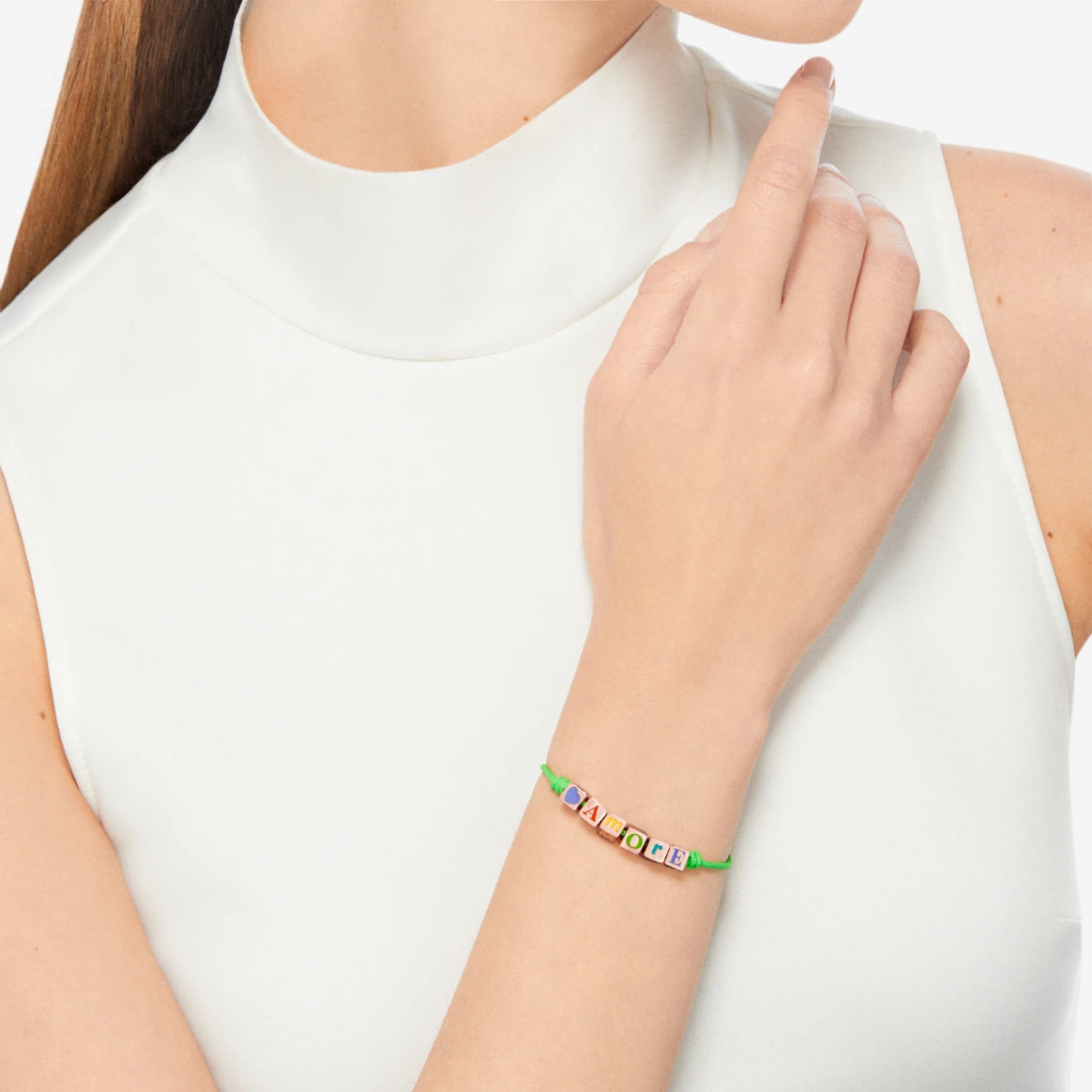 bracciale cordino & cubetti argento dorato