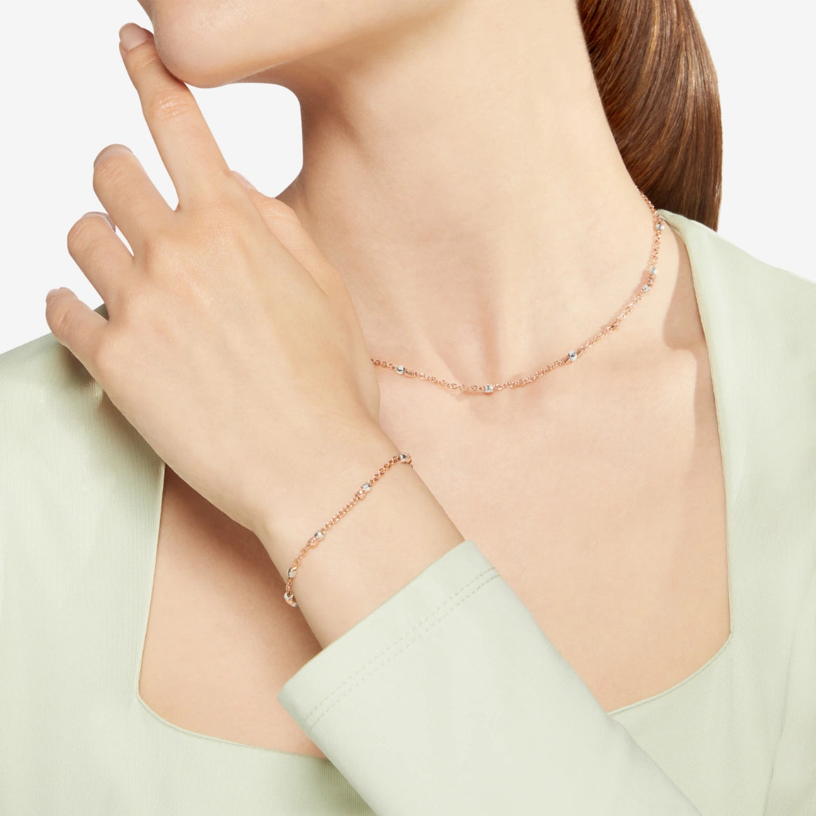 bracciale mini granelli oro rosa & argento