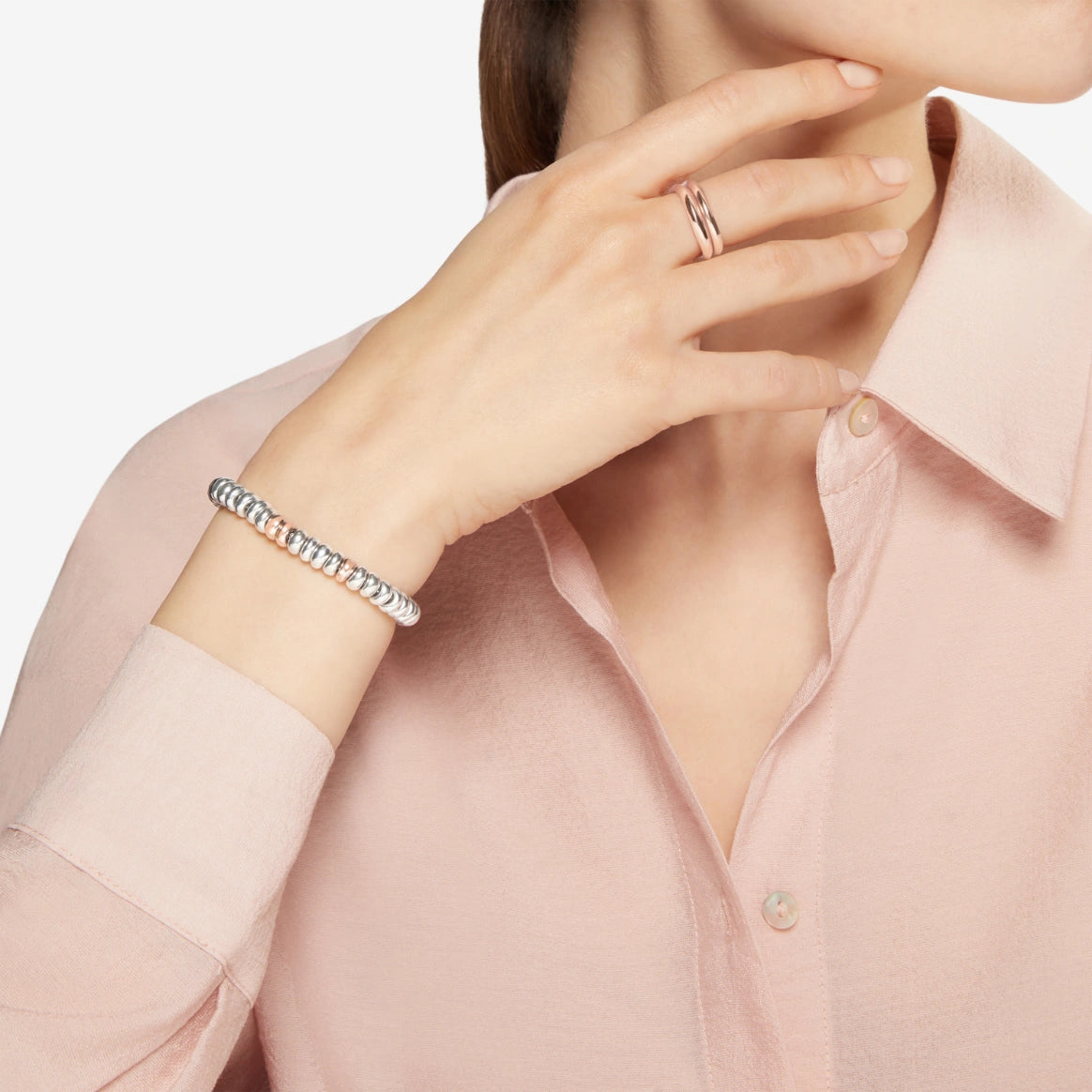 bracciale rondelle bold argento & argento dorato