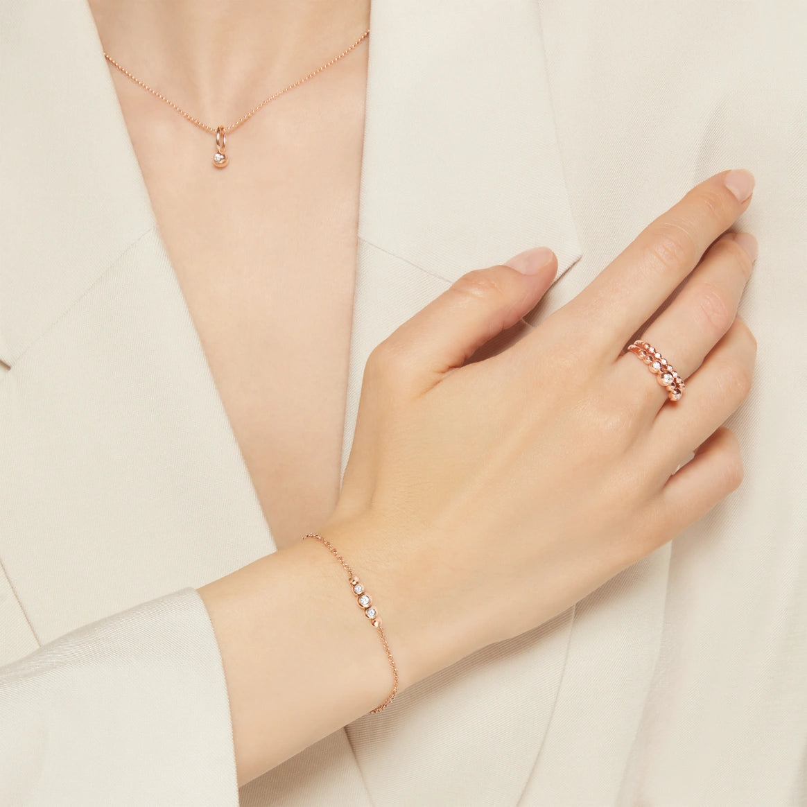 bracciale bollicine oro rosa & diamanti