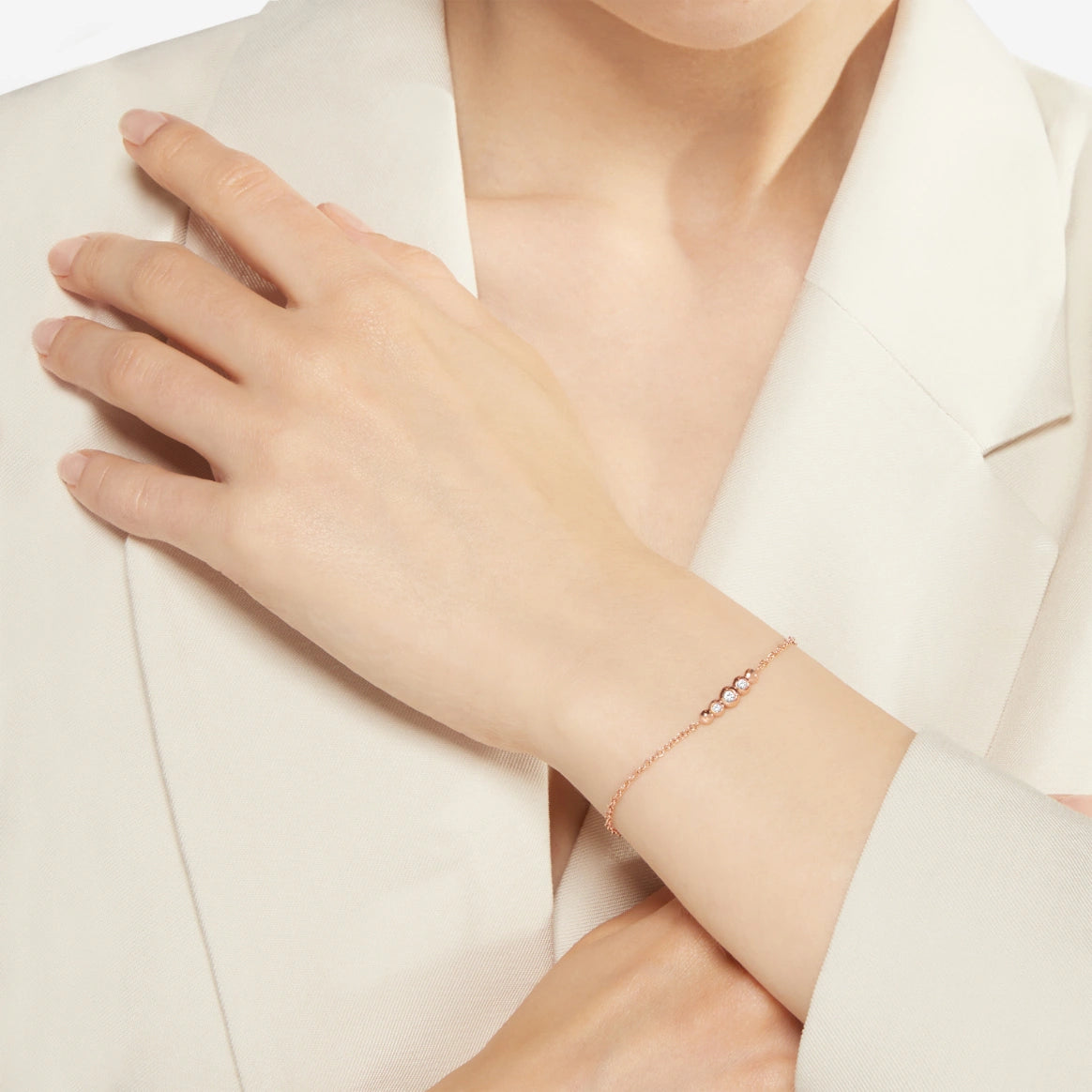 bracciale bollicine oro rosa & diamanti