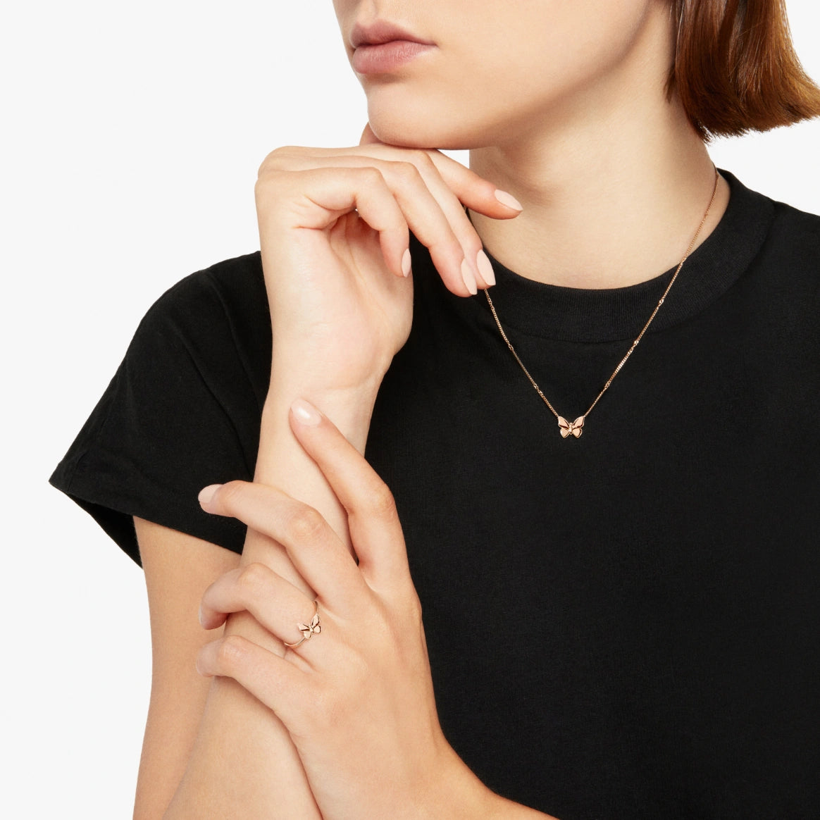 collana farfalla oro rosa