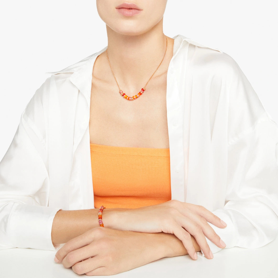 collana rondelle argento dorato & pet