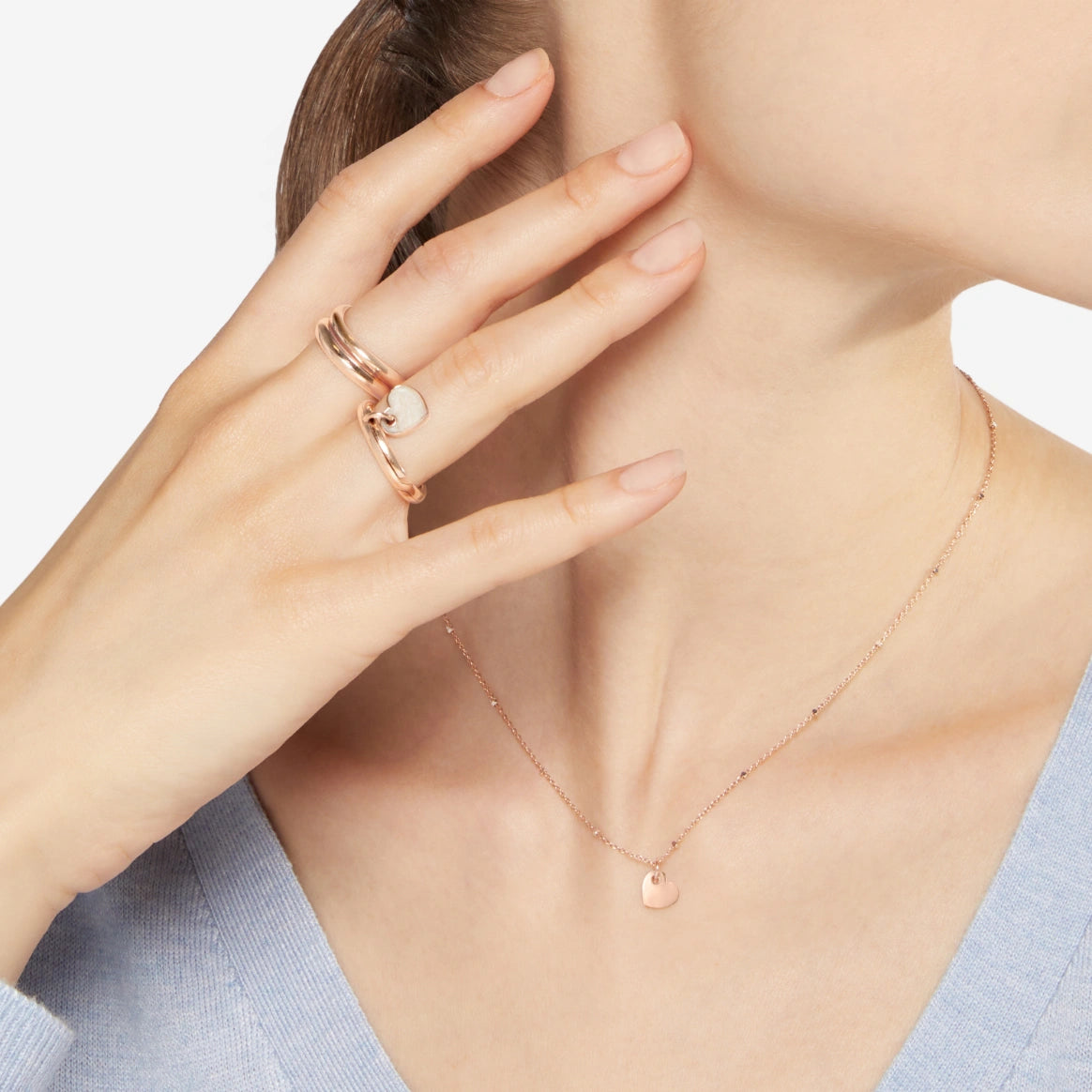 collana mini cuore oro rosa