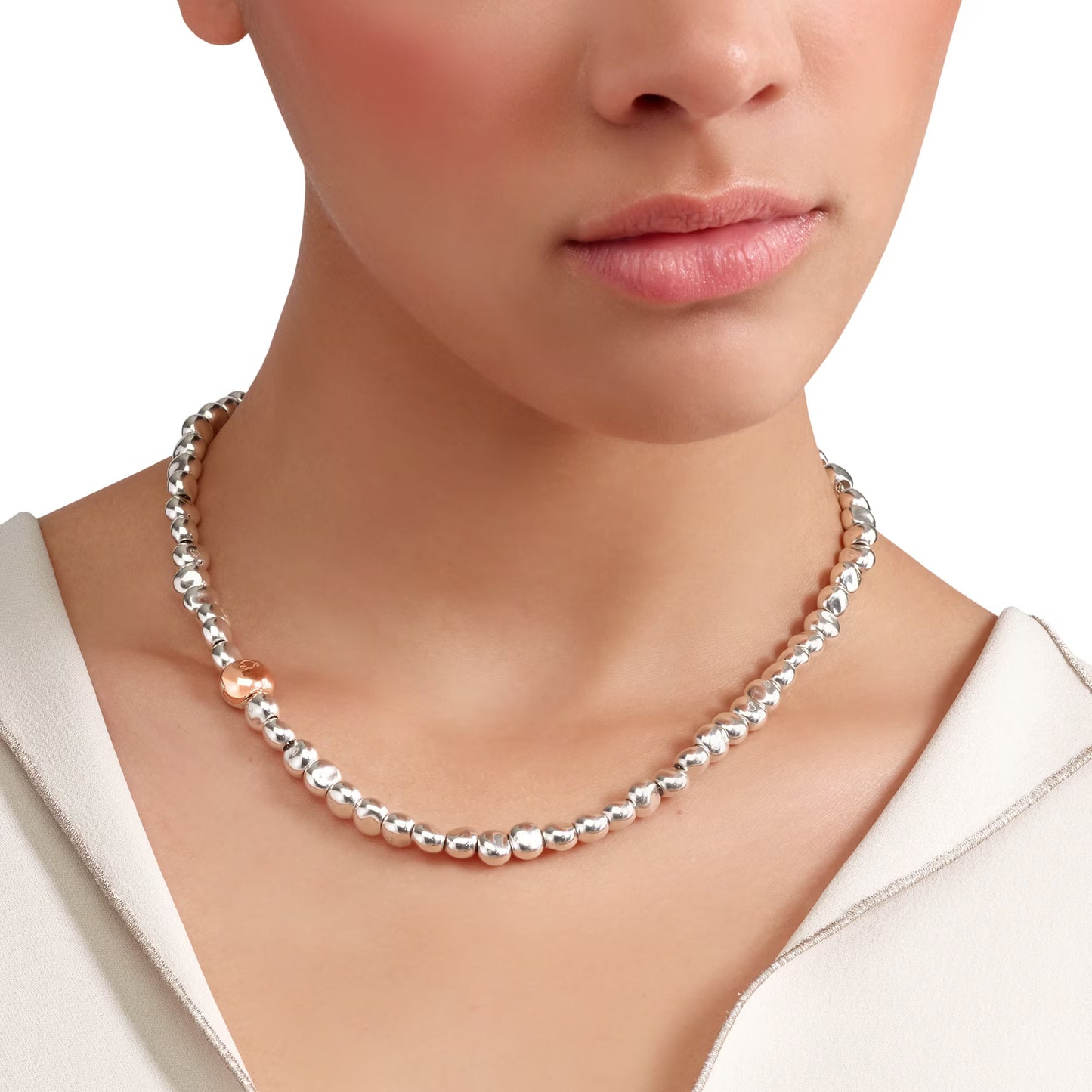 Collana Pepite in Argento e Oro Rosa