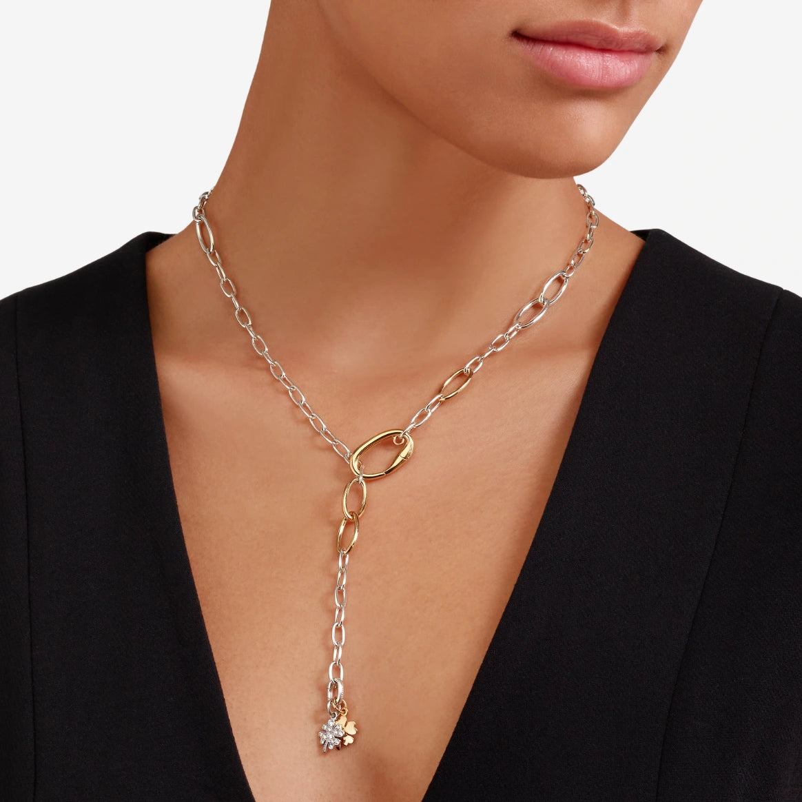 collana essentials argento & argento dorato