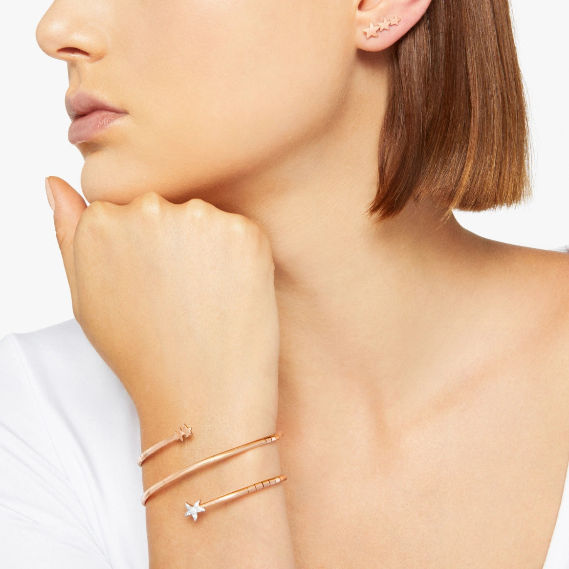 orecchino crawler stellina oro rosa