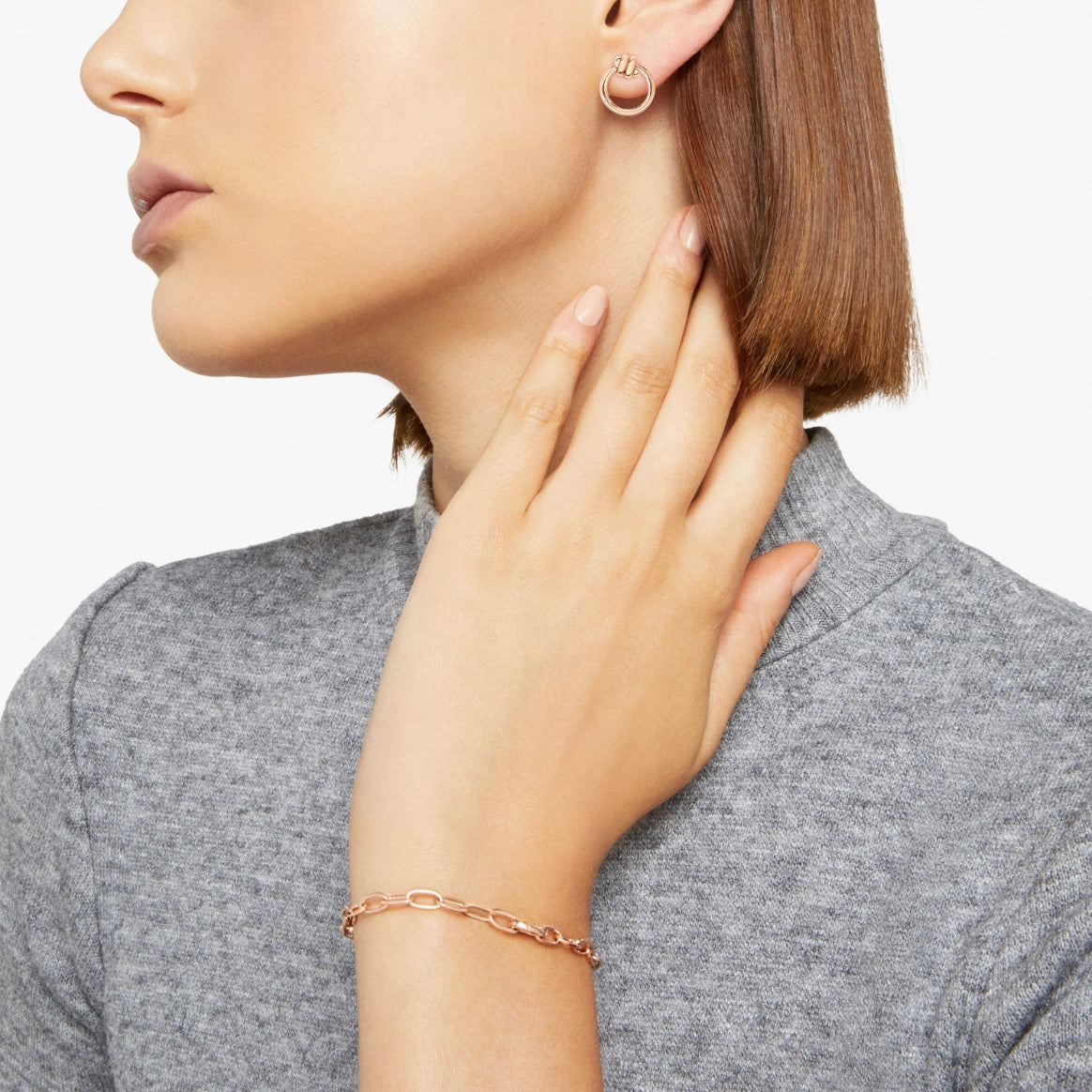 orecchino stud nodo oro rosa