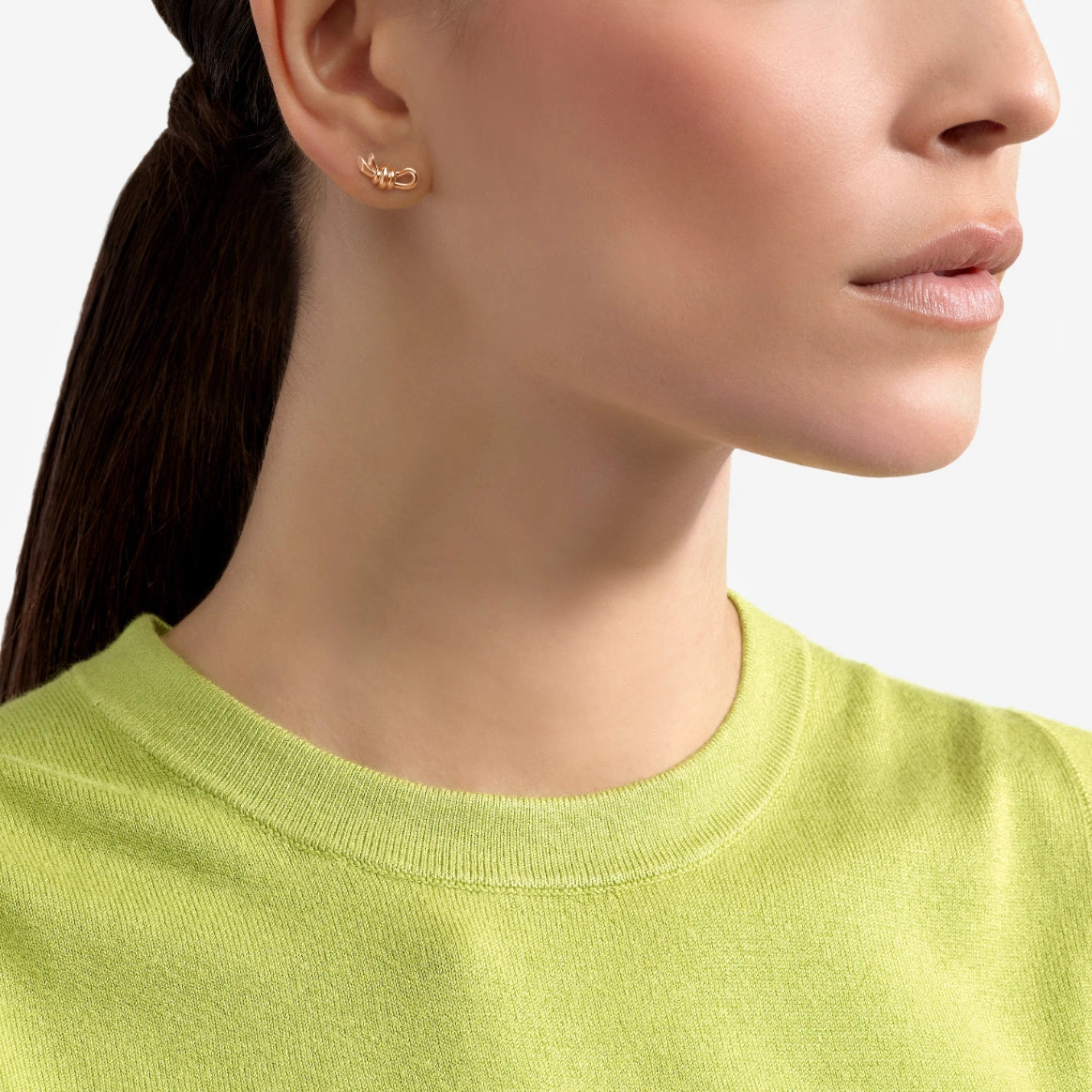 orecchino stud nodo oro rosa destro