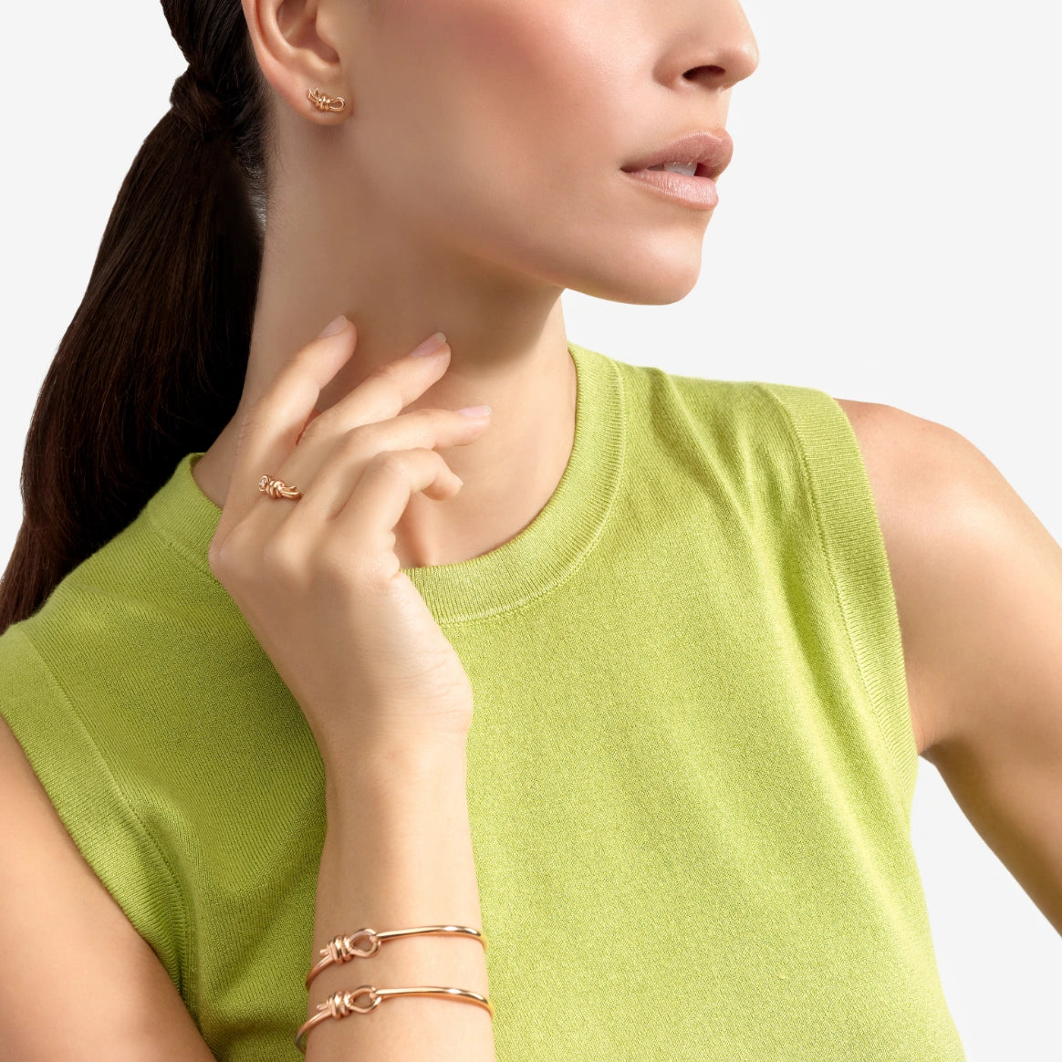 orecchino stud nodo oro rosa destro