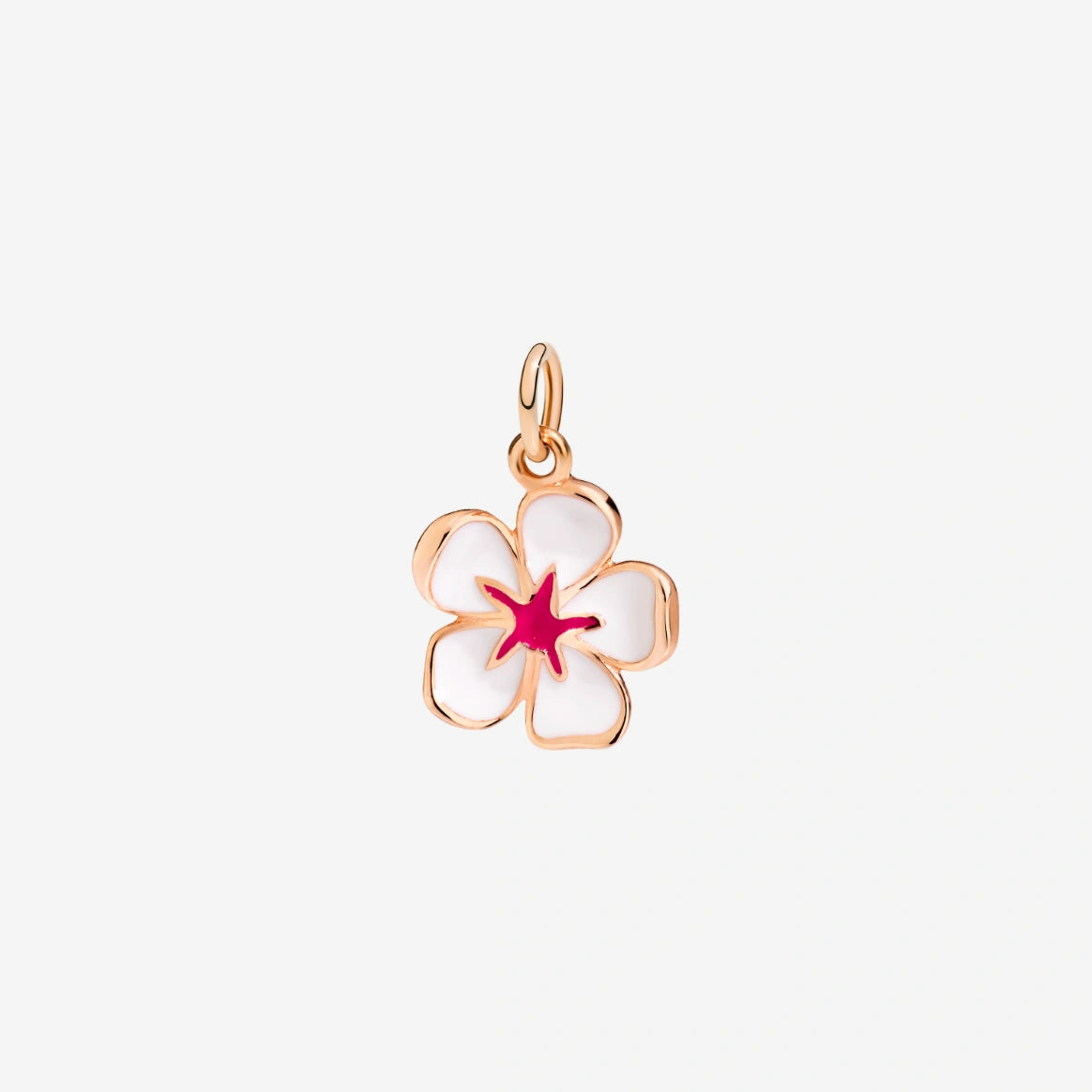 ciondolo fiore di ciliegio oro rosa & smalto bianco