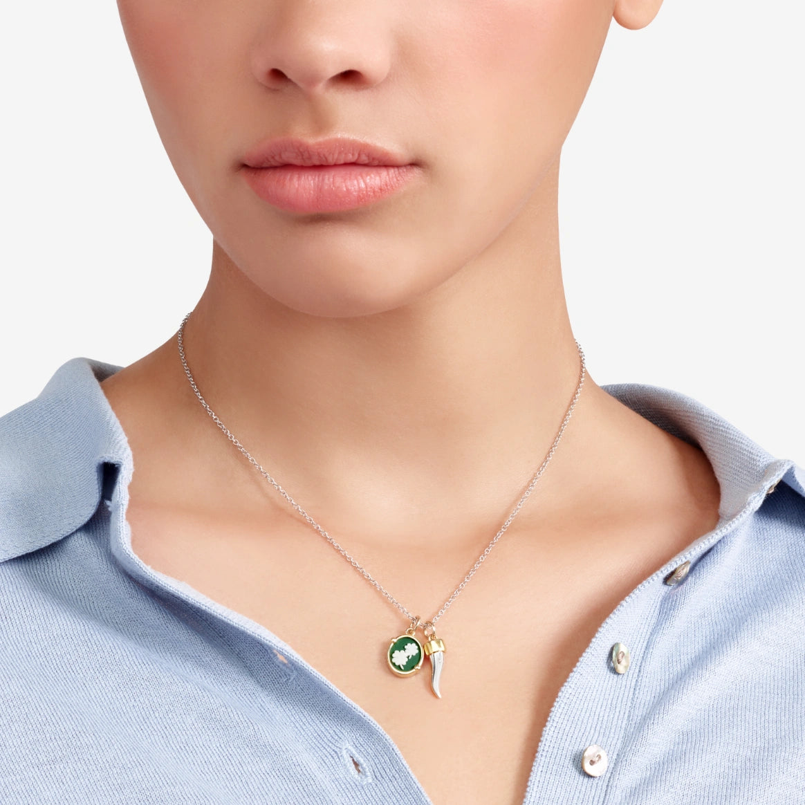 ciondolo cammeo quadrifoglio