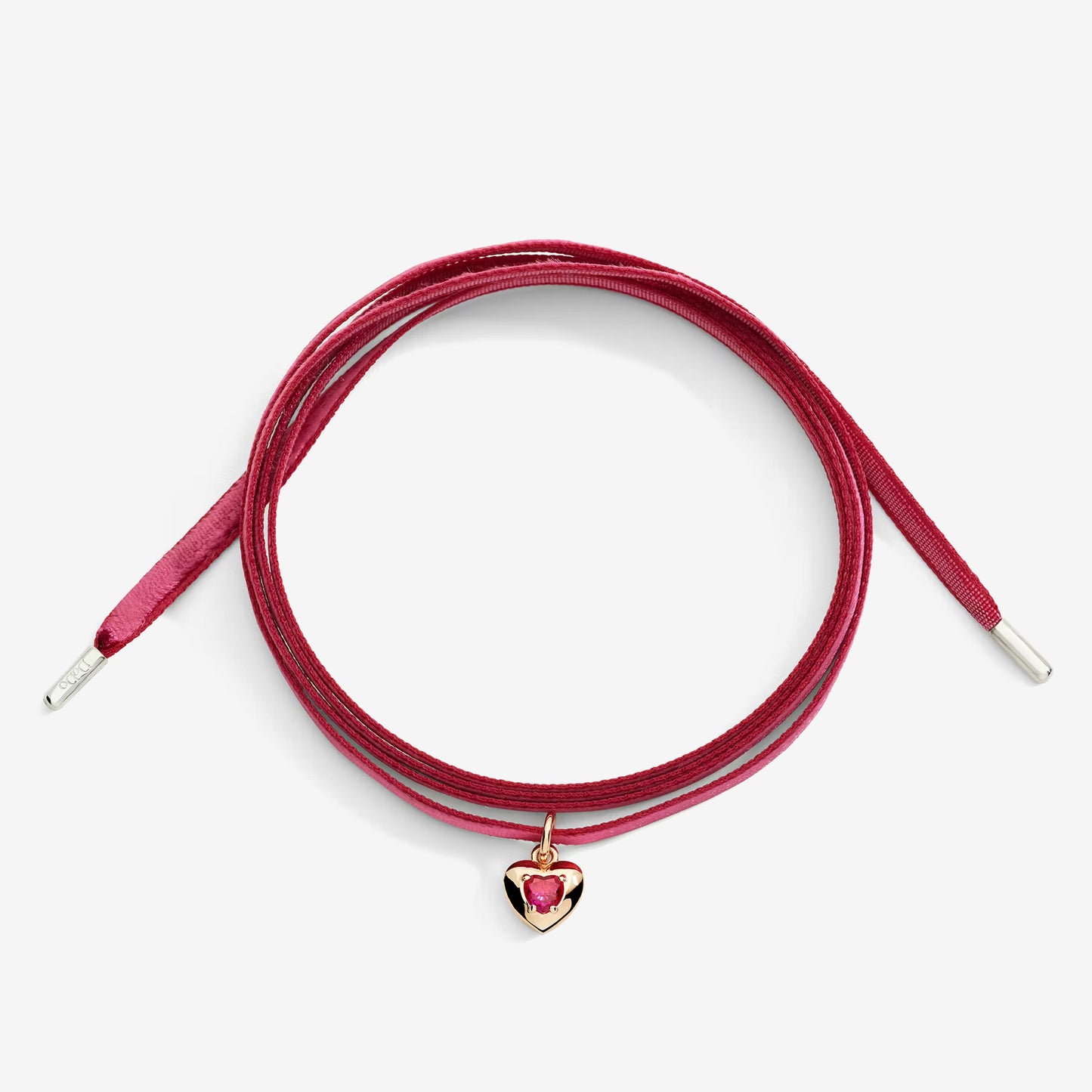 Ciondolo Cuore Oro Rosa e Rubino Sintetico