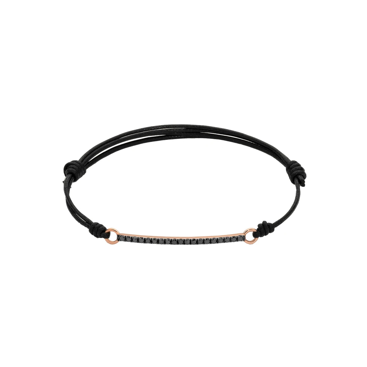 Bracciale cordino con barretta e diamanti neri