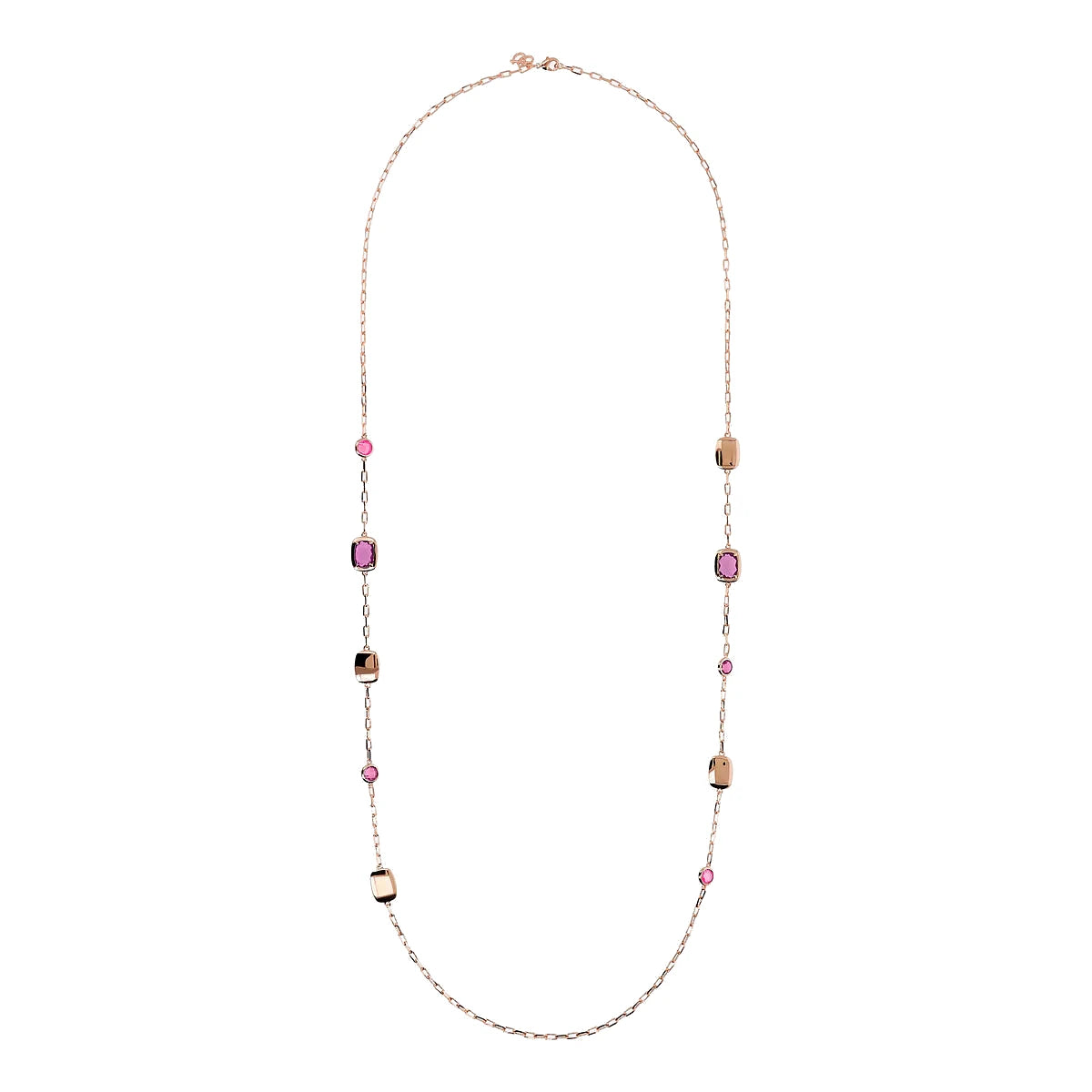 Collana Lunga con Pepite e Prisma Gem Rosa