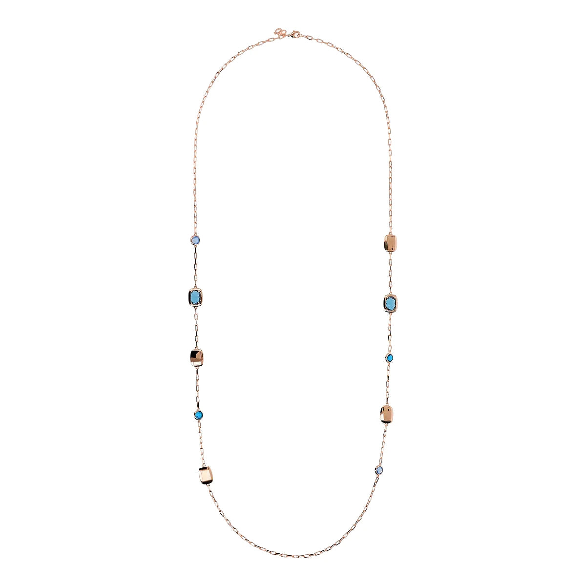 Collana Lunga con Pepite e Prisma Gem Blu
