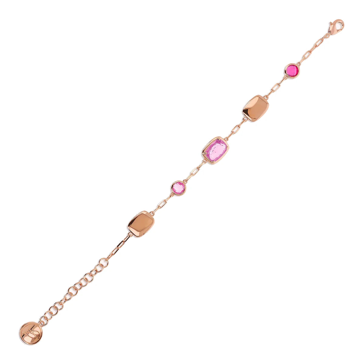Bracciale con Pepite e Prisma Gem Tonde e a Baguette rosa