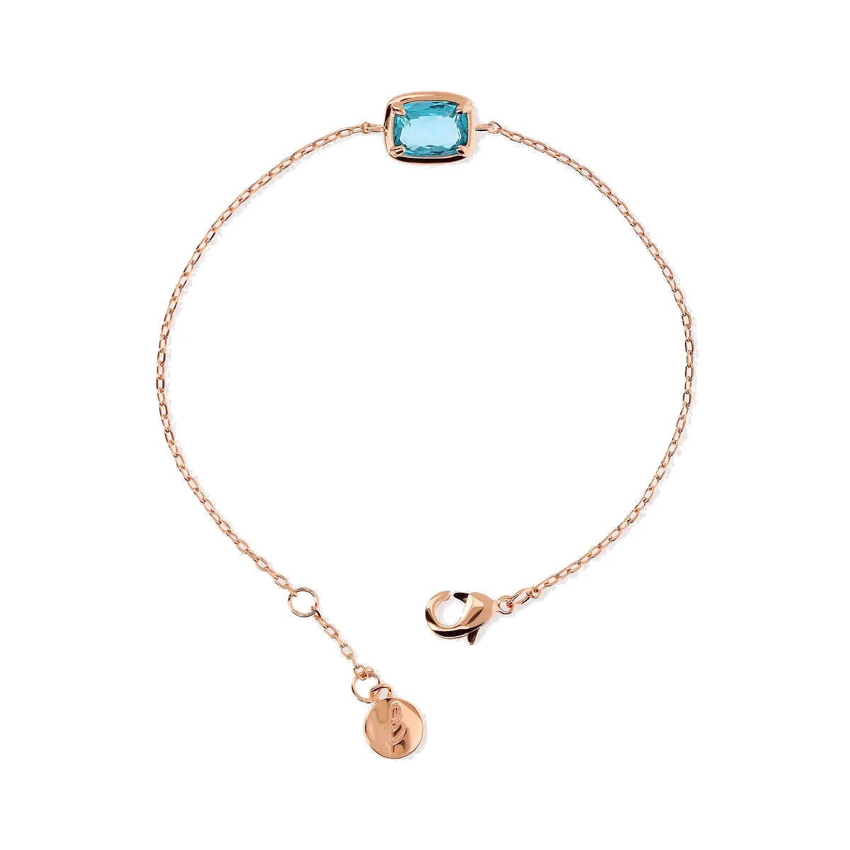 Bracciale Catena Forzatina con Prisma Gem Azzurra