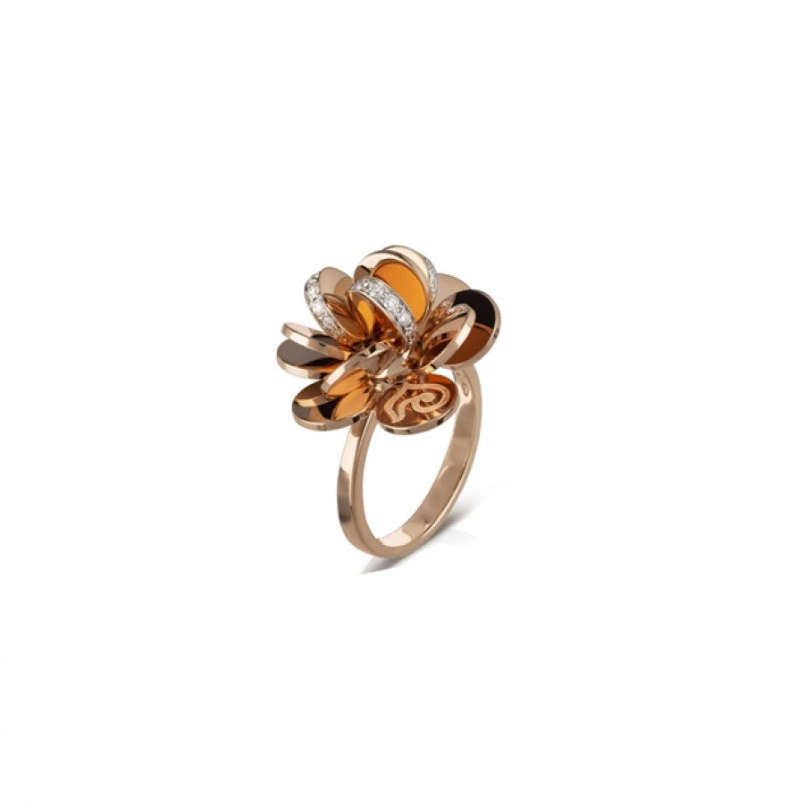 Anello fiore Paillettes oro