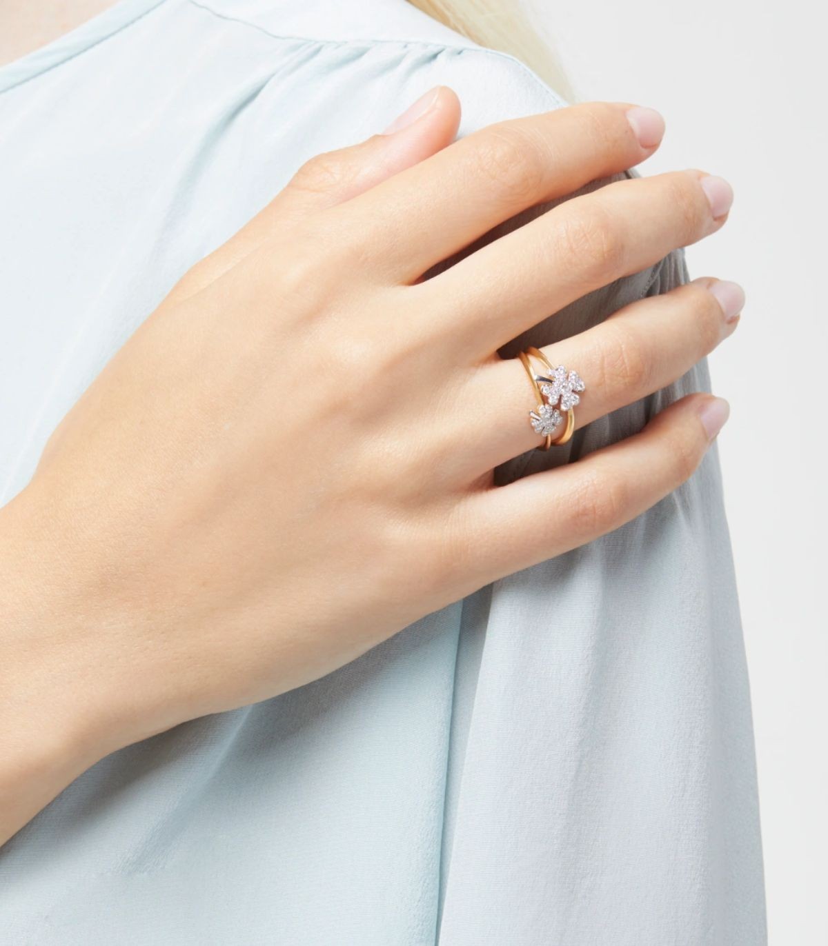 anello quadrifoglio oro giallo & diamanti bianchi