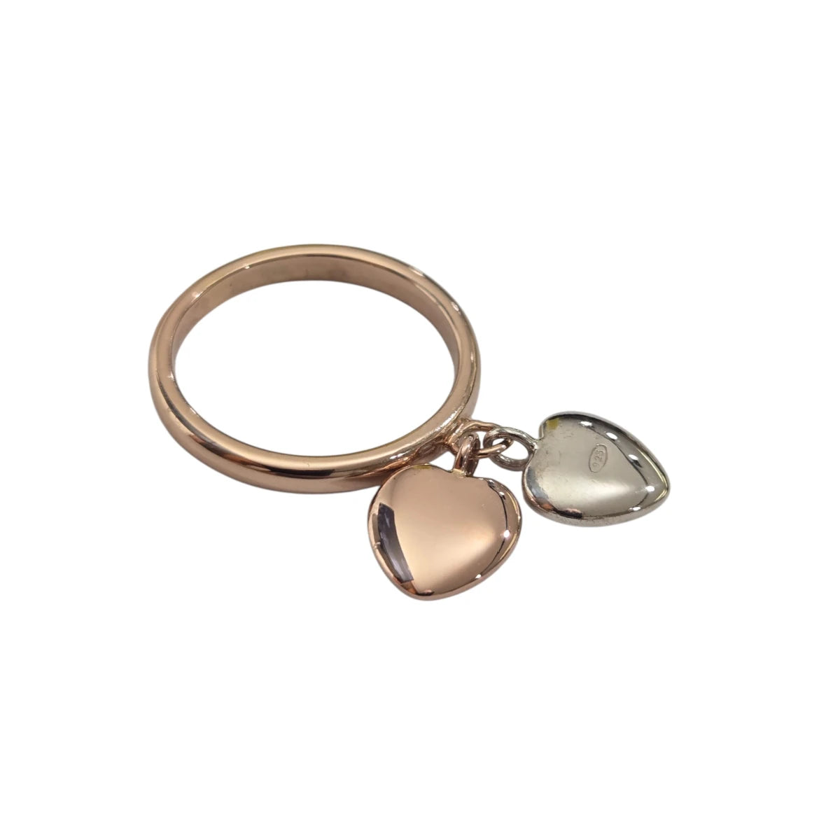 Anello DoDo Due Cuori Oro Rosa e Argento